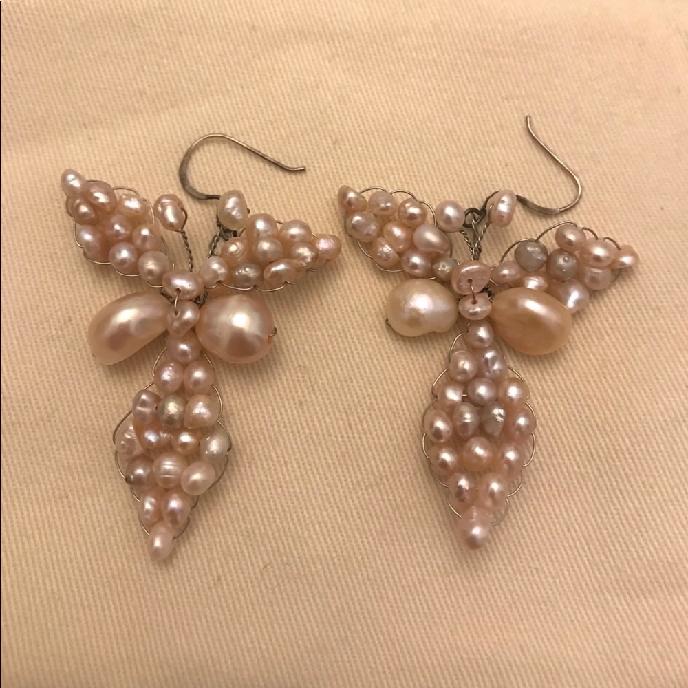 Butterfly Pearl earrings with sterling silver hook